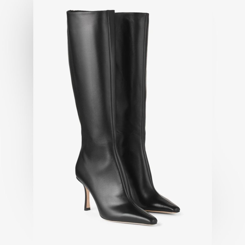 AUTHENTIC Jimmy Choo Agathe Black Boot 85 mm Sz 38.5